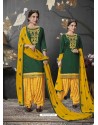 Dark Green Designer Embroidered Punjabi Patiala Suits