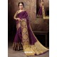 Deep Wine Heavy Embroidered Designer Cotton Silk Sari