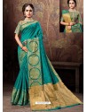 Blue Heavy Embroidered Designer Cotton Silk Sari