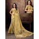 Gold Heavy Embroidered Designer Cotton Silk Sari