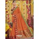 Orange Heavy Embroidered Designer Silk Sari