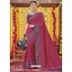 Rose Red Heavy Embroidered Designer Silk Sari