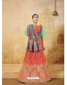 Orange Heavy Embroidered Silk Wedding Lehenga Choli