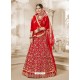Red Heavy Embroidered Velvet Wedding Lehenga Choli