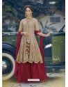 Taupe Heavy Embroidered Designer Sharara Suit
