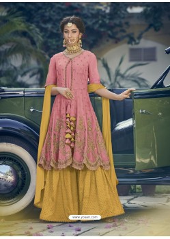 Pink Heavy Embroidered Designer Sharara Suit