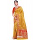 Yellow Banarasi Weaving Worked Silk Saree