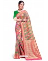 Pink Banarasi Weaving Worked Silk Saree