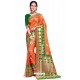 Orange Banarasi Weaving Worked Silk Saree