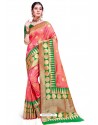 Light Pink Banarasi Weaving Worked Silk Saree