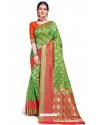 Green Banarasi Weaving Worked Silk Saree