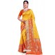 Yellow Banarasi Silk Weaving Worked Saree