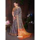 Navy Blue Lichi Art Silk Designer Saree