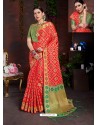 Red Lichi Art Silk Designer Saree