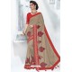 Taupe Silk Stone Embroidered Designer Saree