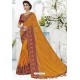 Mustard Chiffon Stone Embroidered Designer Saree