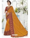 Mustard Chiffon Stone Embroidered Designer Saree