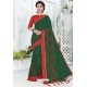 Dark Green Silk Stone Embroidered Designer Saree