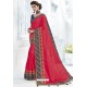 Rose Red Silk Stone Embroidered Designer Saree