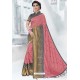 Light Pink Silk Stone Embroidered Designer Saree