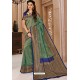 Teal And Navy Designer Silk Saree