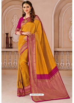 Yellow Designer Silk Saree