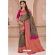 Navy And Rani Designer Silk Saree