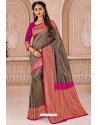 Navy And Rani Designer Silk Saree