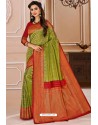 Forest Green Designer Silk Saree