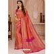 Red And Rani Designer Silk Saree