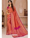 Red And Rani Designer Silk Saree