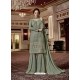 Olive Green Designer Georgette Sharara Suit
