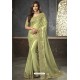 Green Shimmer Silk Heavy Embroidered Saree