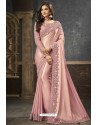 Pink Shimmer Silk Heavy Embroidered Saree