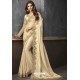 Cream Shimmer Silk Heavy Embroidered Saree