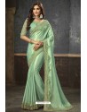 Sea Green Shimmer Silk Heavy Embroidered Saree