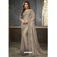 Taupe Satin Heavy Embroidered Saree