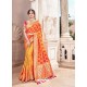 Orange Dolla Pure Viscos Embroidered Party Wear Saree