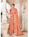 Peach Dolla Pure Viscos Embroidered Party Wear Saree