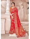 Red Dolla Pure Viscos Embroidered Party Wear Saree