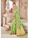 Elegant Green Dolla Pure Viscos Party Wear Saree