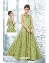 Green Heavy Silk Hand Worked Designer Gown