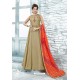 Taupe Heavy Silk Hand Worked Designer Gown