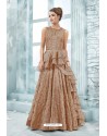 Light Brown Heavy Silk Hand Worked Designer Gown