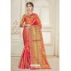 Orange Designer Banarasi Silk Party Wear Sari