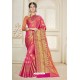 Peach Designer Silk Party Wear Sari