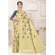 Latest Cream Designer Banarasi Silk Party Wear Sari