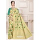 Pretty Cream Designer Banarasi Silk Party Wear Sari