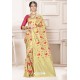 Elegant Cream Designer Banarasi Silk Party Wear Sari