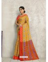 Yellow Designer Silk Party Wear Sari